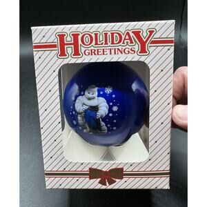 Vintage Tire Man Christmas Ornament Glass Ball New in Box! -Ball